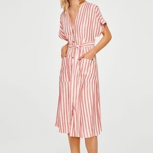 Mango Pink Striped Dress